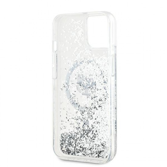 Karl Lagerfeld KLHMP14SLGCHSGH iPhone 14 / 15 / 13 6.1" hardcase transparent Liquid Glitter Choupette Head Magsafe