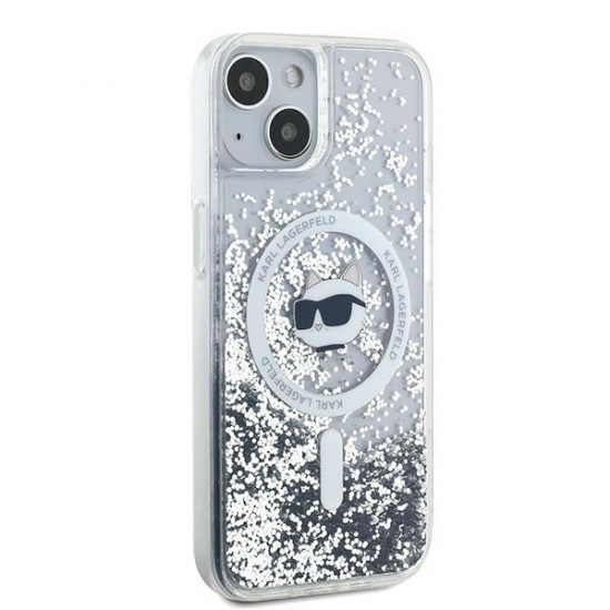 Karl Lagerfeld KLHMP15MLGCHSGH iPhone 15 Plus / 14 Plus 6.7" hardcase transparent Liquid Glitter Choupette Head Magsafe