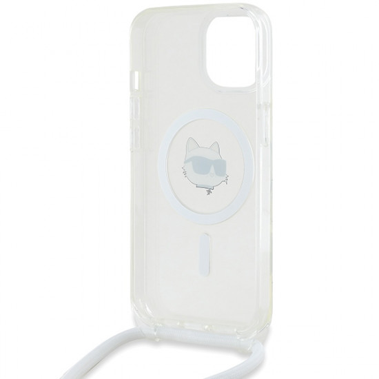 Karl Lagerfeld KLHMP15SHCCHNT iPhone 15 / 14 / 13 6.1" hardcase transparent IML Choupette Head & Cord Magsafe