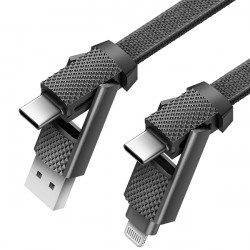 ENERGEA Bazic GoCharge Alucable 4 in 1 (USB-A/USB-C - USB-C/Lightning) 1m black 60W 3A PD Fast Charge ENERGEA Bazic GoCharge Alucable 4 in 1 (USB-A/USB-C - USB-C/Lightning) 1m black 60W 3A PD Fast Charge