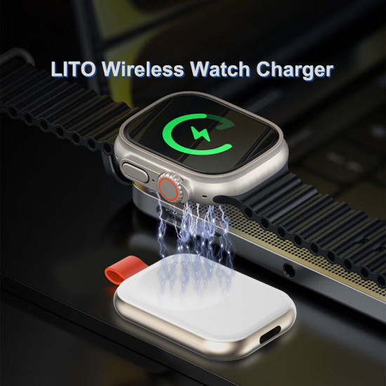 Lito  Magnetic Wireless Charger (LT W1)  for Apple Watch, with Keyring, Charge On the Go, 3.5W, 1A  Black