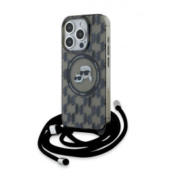 Karl Lagerfeld KLHMP15XHCKCKLCK iPhone 15 Pro Max 6.7" black hardcase IML Crossbody Monogram Karl & Choupette Head MagSafe