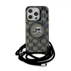 Karl Lagerfeld KLHMP15XHCKCKLCK iPhone 15 Pro Max 6.7" black hardcase IML Crossbody Monogram Karl & Choupette Head MagSafe
