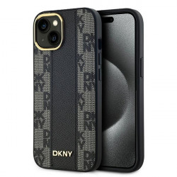 DKNY DKHMP15SPCPVSLK iPhone 15 / 14 / 13 6.1" black hardcase Leather Checkered Mono Pattern MagSafe