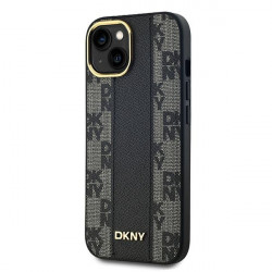 DKNY DKHMP15SPCPVSLK iPhone 15 / 14 / 13 6.1" black hardcase Leather Checkered Mono Pattern MagSafe