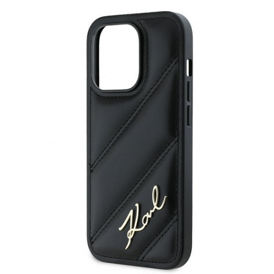 Karl Lagerfeld KLHCP14XPQDSMGK iPhone 14 Pro Max 6.7" black hardcase Diagonal Quilted Script