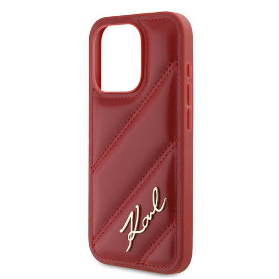 Karl Lagerfeld KLHCP15LPQDSMGR iPhone 15 Pro 6.1" red hardcase Diagonal Quilted Script