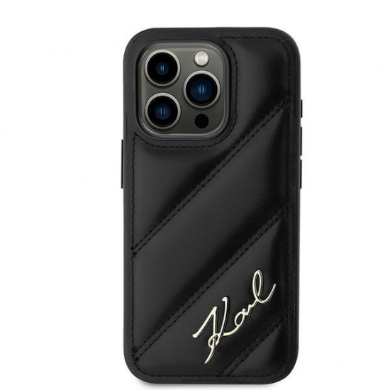 Karl Lagerfeld KLHCP15XPQDSMGK iPhone 15 Pro Max 6.7" black hardcase Diagonal Quilted Script