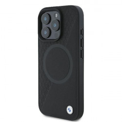 BMW BMHMP16L23RTPK iPhone 16 Pro 6.3" black hardcase Sign Leather Half Textured And Circle MagSafe