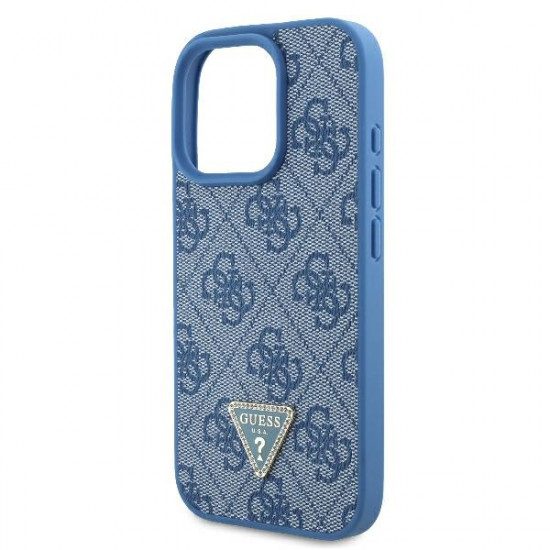 Guess GUHCP16LP4TDSCPB iPhone 16 Pro 6.3" blue hardcase Leather Metal Logo Strass Crossbody