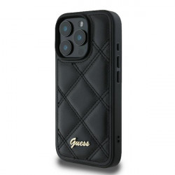 Guess GUHCP16LPSQSQSK iPhone 16 Pro 6.3" black hardcase Quilted Metal Logo