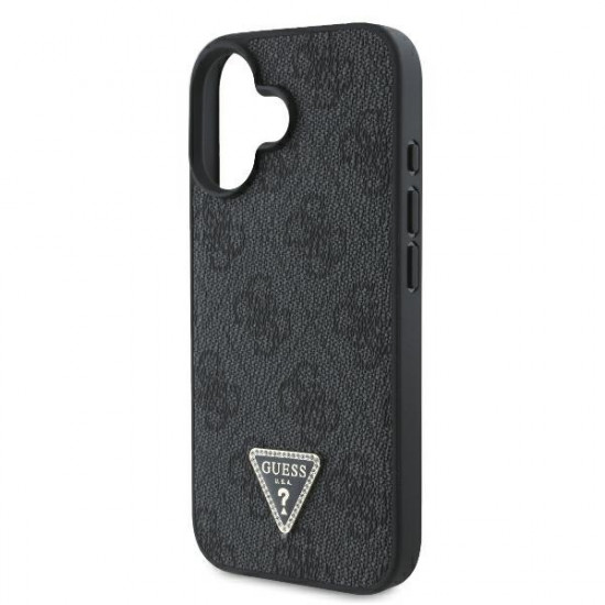 Guess GUHCP16MP4TDPK iPhone 16 Plus 6.7" black hardcase Leather 4G Triangle Strass