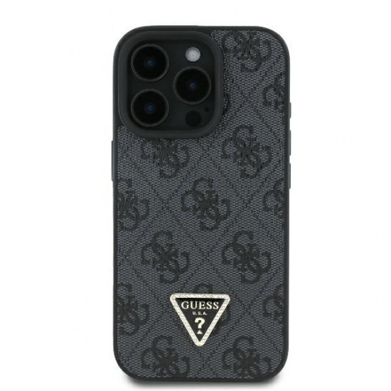 Guess GUHCP16XP4TDPK iPhone 16 Pro Max 6.9" black hardcase Leather 4G Triangle Strass