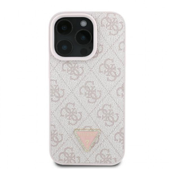 Guess GUHCP16XP4TDPP iPhone 16 Pro Max 6.9" pink hardcase Leather 4G Triangle Strass