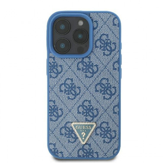 Guess GUHCP16XP4TDSCPB iPhone 16 Pro Max 6.9" blue hardcase Leather Metal Logo Strass Crossbody