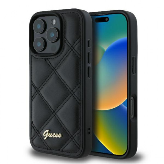 Guess GUHCP16XPSQSQSK iPhone 16 Pro Max 6.9" black hardcase Quilted Metal Logo