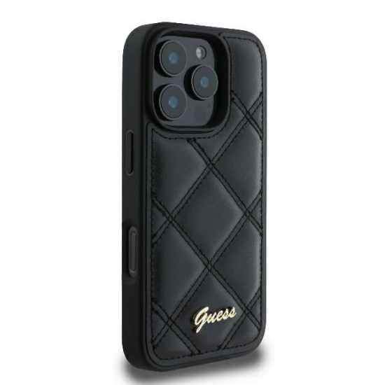 Guess GUHCP16XPSQSQSK iPhone 16 Pro Max 6.9" black hardcase Quilted Metal Logo