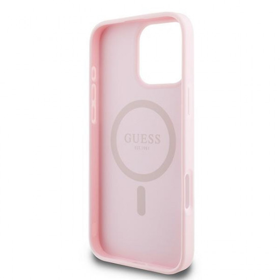 Guess GUHMP15XPGHSMMP iPhone 15 Pro Max 6.7" pink hardcase Grained Ring MagSafe