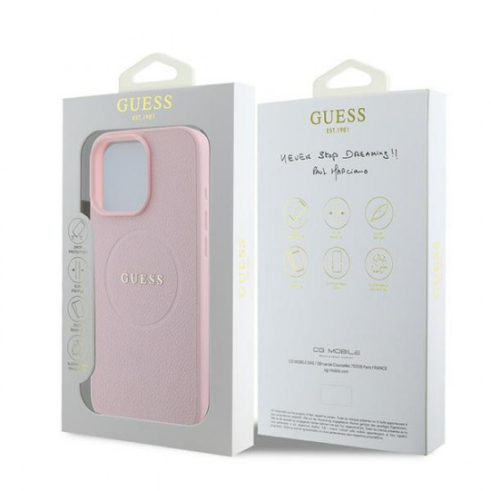 Guess GUHMP15XPGHSMMP iPhone 15 Pro Max 6.7" pink hardcase Grained Ring MagSafe