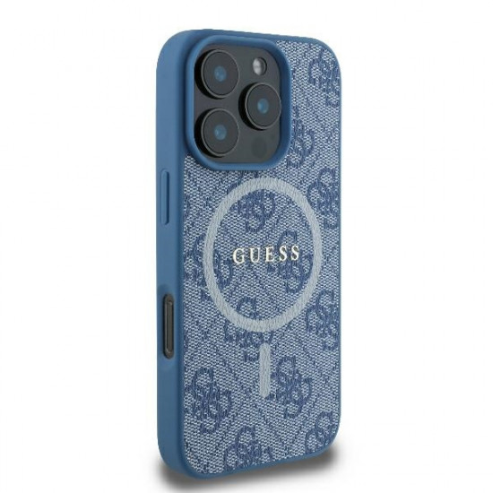 Guess GUHMP16LG4GFRB iPhone 16 Pro 6.3" blue hardcase 4G Ring Classic Logo MagSafe