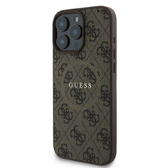 Guess GUHMP16LG4GFRW iPhone 16 Pro 6.3" brown hardcase 4G Ring Classic Logo MagSafe