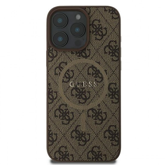 Guess GUHMP16LG4GFRW iPhone 16 Pro 6.3" brown hardcase 4G Ring Classic Logo MagSafe