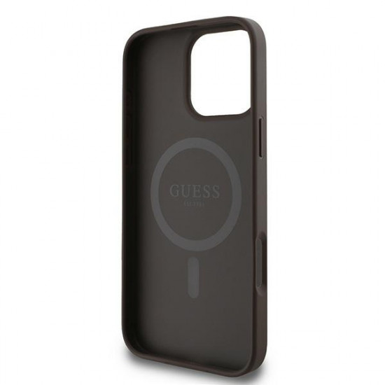 Guess GUHMP16LG4GFRW iPhone 16 Pro 6.3" brown hardcase 4G Ring Classic Logo MagSafe