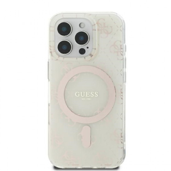 Guess GUHMP16LH4DTEH iPhone 16 Pro 6.3" white hardcase IML 4G Background MagSafe