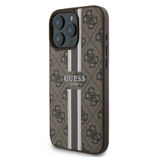 Guess GUHMP16LP4RPSW iPhone 16 Pro 6.3" brown hardcase 4G Printed Stripes MagSafe