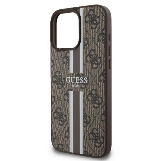 Guess GUHMP16LP4RPSW iPhone 16 Pro 6.3" brown hardcase 4G Printed Stripes MagSafe