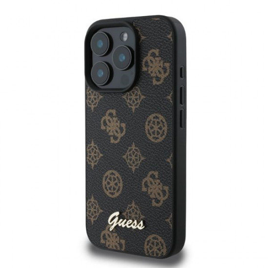 Guess GUHMP16LPGPYSK iPhone 16 Pro 6.3" black hardcase Peony Script MagSafe