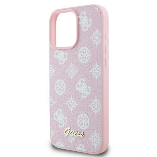 Guess GUHMP16LPGPYSP iPhone 16 Pro 6.3" pink hardcase Peony Script Logo MagSafe