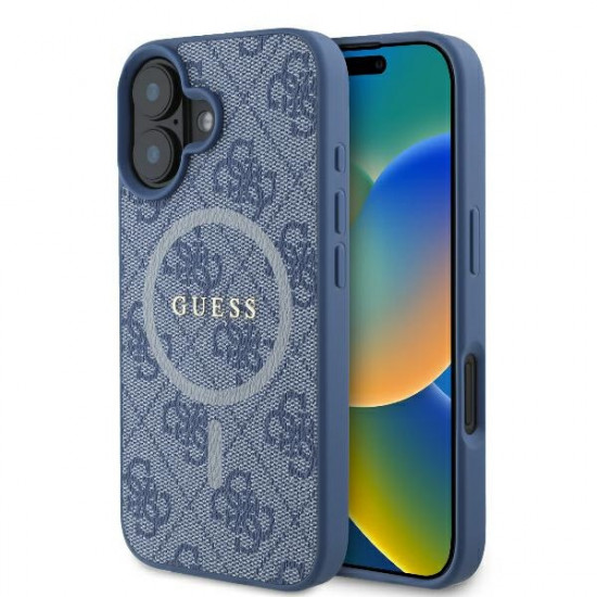 Guess GUHMP16MG4GFRB iPhone 16 Plus 6.7" blue hardcase 4G Ring Classic Logo MagSafe