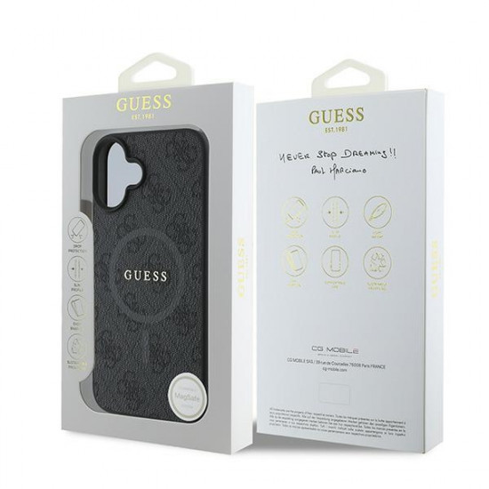 Guess GUHMP16MG4GFRK iPhone 16 Plus 6.7" black hardcase 4G Ring Classic Logo MagSafe