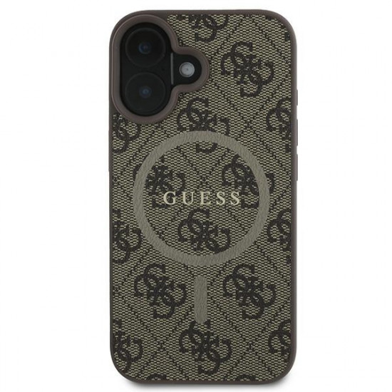 Guess GUHMP16MG4GFRW iPhone 16 Plus 6.7" brown hardcase 4G Ring Classic Logo MagSafe