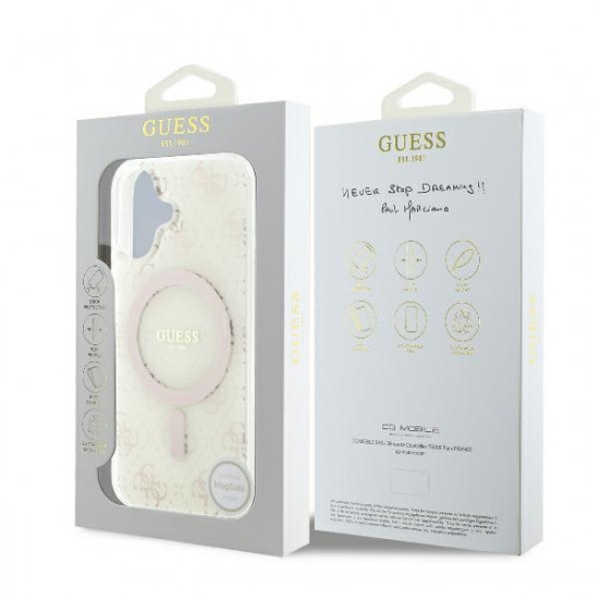 Guess GUHMP16MH4DTEH iPhone 16 Plus 6.7" white hardcase IML 4G Background MagSafe