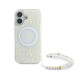 Guess GUHMP16MHCPOFPH iPhone 16 Plus 6.7" white hardcase IML Flowers Allover Electro With Pearl Strap MagSafe