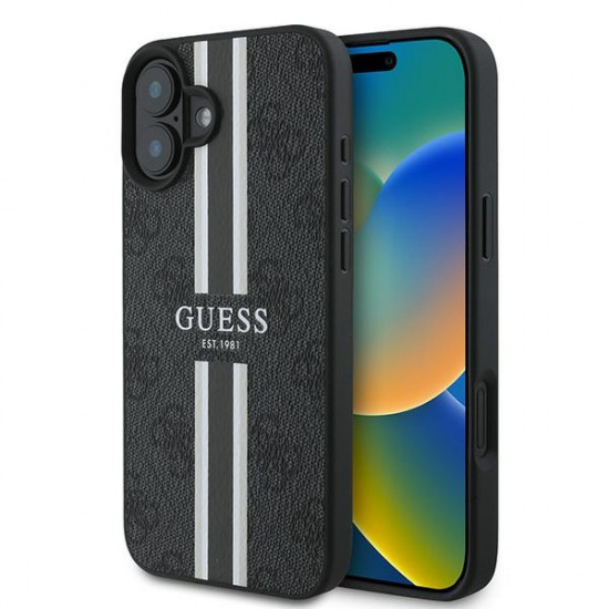 Guess GUHMP16MP4RPSK iPhone 16 Plus 6.7" black hardcase 4G Printed Stripes MagSafe