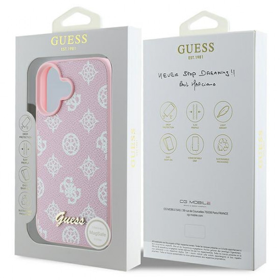 Guess GUHMP16MPGPYSP iPhone 16 Plus 6.7" pink hardcase Peony Script Logo MagSafe