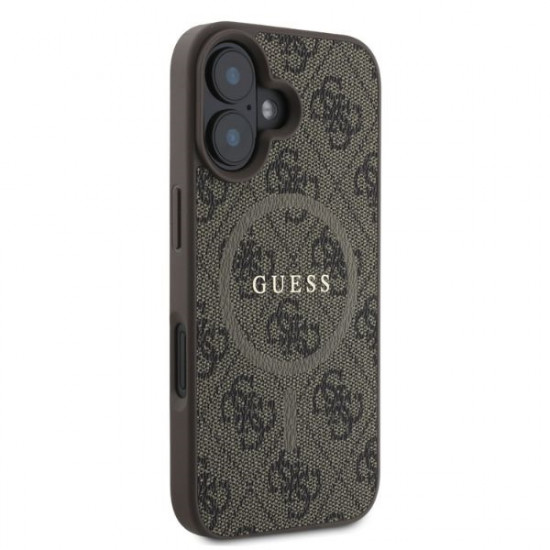 Guess GUHMP16SG4GFRW iPhone 16 6.1" brown hardcase 4G Ring Classic Logo MagSafe