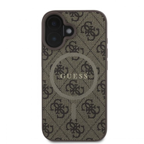 Guess GUHMP16SG4GFRW iPhone 16 6.1" brown hardcase 4G Ring Classic Logo MagSafe