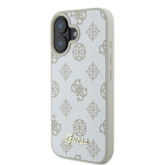 Guess GUHMP16SPGPYSH iPhone 16 6.1" white hardcase Peony Script Logo MagSafe