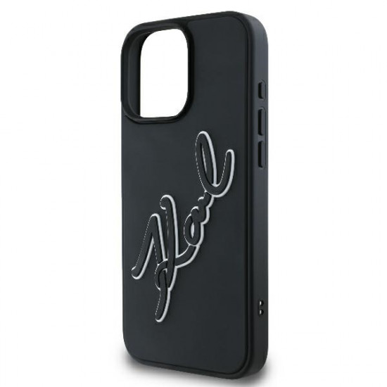 Karl Lagerfeld KLHCP16L3DRKSDLK iPhone 16 Pro 6.3" black hardcase 3D Rubber Bicolor Signature