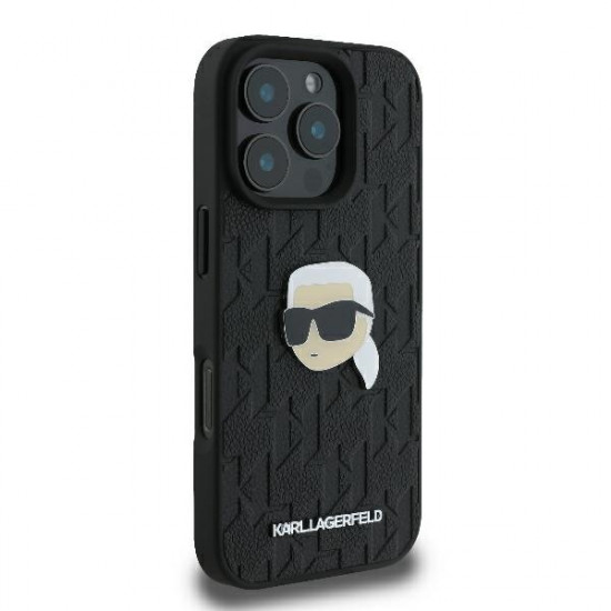 Karl Lagerfeld KLHCP16LPGKLKIPK iPhone 16 Pro 6.3" black hardcase Monogram Karl Head Pin