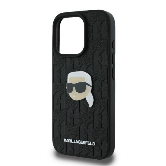 Karl Lagerfeld KLHCP16LPGKLKIPK iPhone 16 Pro 6.3" black hardcase Monogram Karl Head Pin