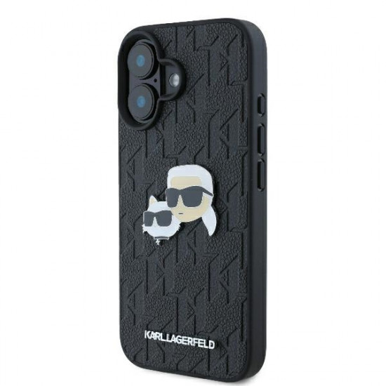 Karl Lagerfeld KLHCP16MPGKLKCPK iPhone 16 Plus 6.7" black hardcase Monogram Karl&Chaoupette Head Pin