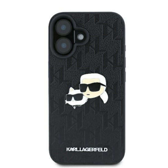 Karl Lagerfeld KLHCP16MPGKLKCPK iPhone 16 Plus 6.7" black hardcase Monogram Karl&Chaoupette Head Pin