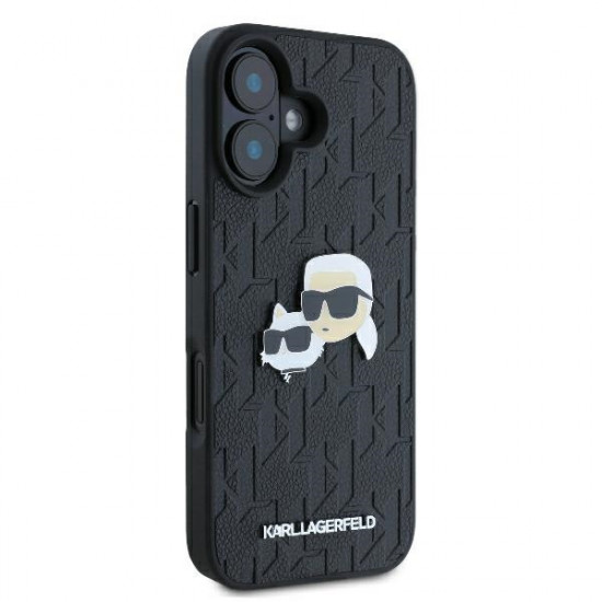 Karl Lagerfeld KLHCP16MPGKLKCPK iPhone 16 Plus 6.7" black hardcase Monogram Karl&Chaoupette Head Pin