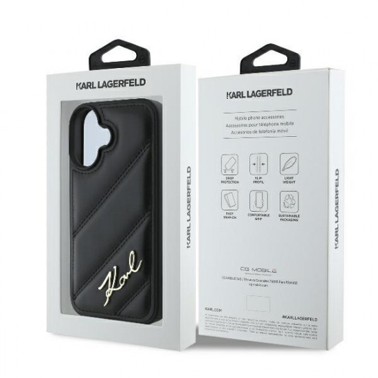 Karl Lagerfeld KLHCP16MPQDSMGK iPhone 16 Plus 6.7" black hardcase Quilted Signature