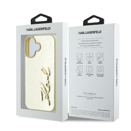 Karl Lagerfeld KLHCP16SPFMFBKMD iPhone 16 6.1" gold hardcase Metal Signature